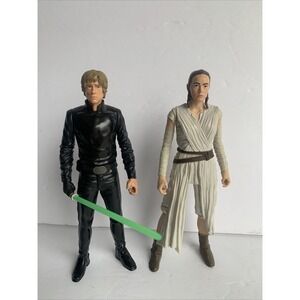Star Wars Luke Skywalker & Rey Jakky Doll Hasbro Action Figures Lot of 2